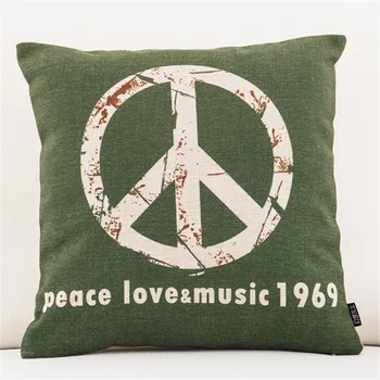 Super Star Peace Love& Music 1969 Spilvens Segums Rock & Roll Mājas Dekoru Spilvens Gadījumā Cojines Decorativos Para Dīvāna Spilvena Segums