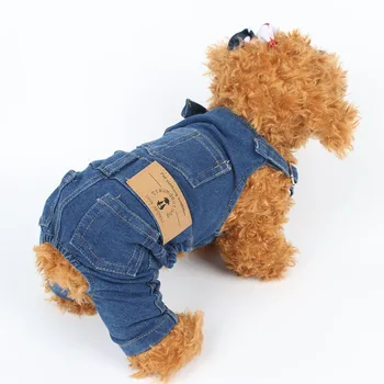 Suņu Apģērbu Zilā Džinsa Kombinezons Jumpsuit Par Mājdzīvniekiem Mētelis Apģērbs Mazajiem suņiem Kaķiem Kostīmu Ropa para perros
