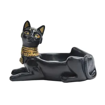 Sveķu Vintage Ēģiptes Melns Kaķis Dievs Pelnu Trauku Statuetes Statuja, Mājas Birojam Dekors Izturīgs Pret Koroziju Izsmalcinātu Statuja