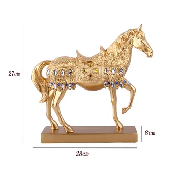 Sveķu Zelta Sudrabaini Rikšotāju Zirgu Antīko Statuju Apdare Dzīvnieku Skulptūru Zirgu Miniatūras Statuetes Mājas Aksesuāru Dekorēšana