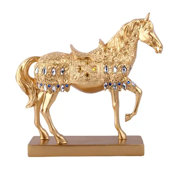 Sveķu Zelta Sudrabaini Rikšotāju Zirgu Antīko Statuju Apdare Dzīvnieku Skulptūru Zirgu Miniatūras Statuetes Mājas Aksesuāru Dekorēšana