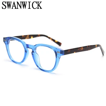 Swanwick retro optiskās brilles vīriešiem kvadrātveida briļļu rāmji sieviešu zils brūns caurspīdīgs unisex pavasara aksesuāri, karstā pārdošanas