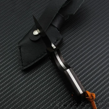 Swayboo Āra D2 Tērauda Mini Fixed Blade Nazis 60 HRC Melns melnkoks koka Rokturis integrēta Karājas Naži Ādas Virvi