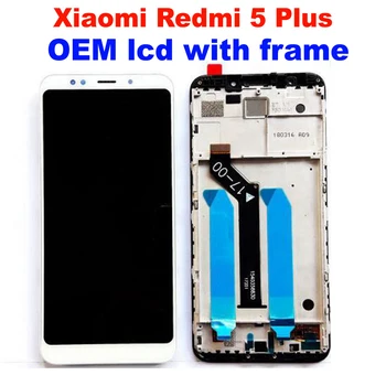 Sākotnējā Labāko Xiaomi Redmi 5 Plus IPS LCD Displejs ar 10 Punktu skārienekrāns Digitizer Montāža Sensors + Rāmis Redmi5 Plus MEG7 Stikla