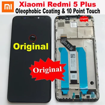 Sākotnējā Labāko Xiaomi Redmi 5 Plus IPS LCD Displejs ar 10 Punktu skārienekrāns Digitizer Montāža Sensors + Rāmis Redmi5 Plus MEG7 Stikla