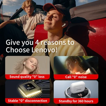 Sākotnējā Lenovo LP1S Bezvadu Austiņas TWS Bluetooth Austiņu Dual Stereo Earbuds Touch Kontroli ar Mic IOS/Android Tālrunis