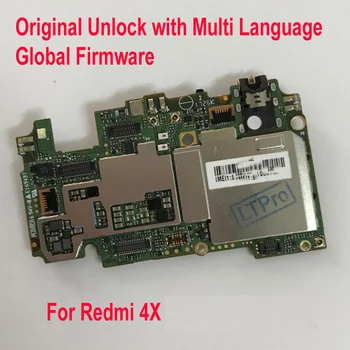 Sākotnējā Multi-Valodu Atslēgt Mainboard Par Xiaomi Hongmi Redmi 4X Pasaules FirmWare Mātesplati Shēmas Maksa Flex Kabelis