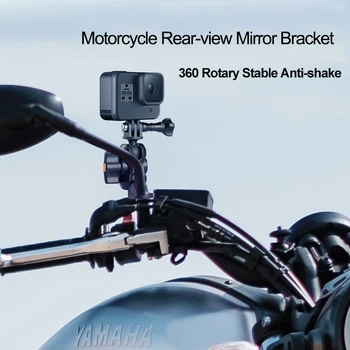 TELESIN 360 rotācijas metāla motociklu atpakaļskata spogulis, skavu Stiprinājums viedtālrunis GoPro 8 7 6 5 Rīcības insta360 kameru piederumu