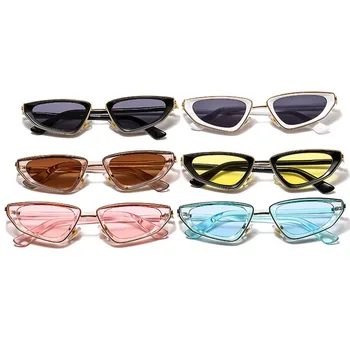 TIK&EI Modes Nelielu Kaķu Acu Sieviešu Saulesbrilles Zīmolu, Dizaineru, Vintage Trīsstūris Konfektes, Krāsu, Sieviešu, Saules Brilles Toņos UV400 Vīriešiem