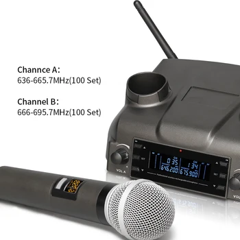 TKL Bezvadu Uzlādējamais Bezvadu UHF Mikrofons Rokas Mikrofona Sistēma ar 100 Kanālu Karaoke Mikrofoni 60 metru diapazonā