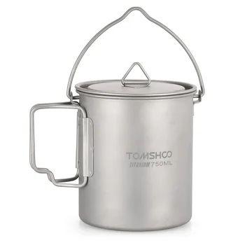 TOMSHOO Titāna Pot Cup Krūze 750ML Ultravieglajiem Āra Galda Ceļojumu Kafija Tēja Kempings Pot Ūdens Tases ēdienu Gatavošanas Ar Vāku, Roktura