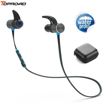 TOPROAD Ūdensizturīgs Bluetooth Austiņas Bezvadu Sporta Austiņas Stereo Bass In-Ear Neckband Austiņas ar Mikrofonu Rokās-bezmaksas Tālrunis