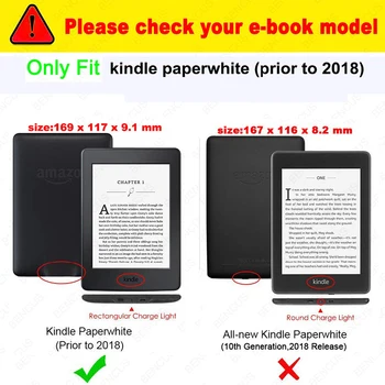 TPU Smart Soft Case for Būtiska Kindle Paperwhite 1/2/3 eReader (7th Generation-2012/2013//2017 Relīze) Auto Sleep/Wake