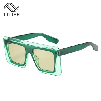 TTLIFE 2020. gadam, Modes Sieviešu Laukumā Saulesbrilles Dāmas Rāmis Ēnu Retro Zīmola Dizaineru Sieviešu divslāņu Lielgabarīta Saulesbrilles