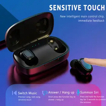 TWS 5.0 Bluetooth Austiņas HiFi Stereo Austiņas Troksni Atsverot Austiņas Ūdensizturīgs Earbuds LED Power Touch Bezvadu Austiņas