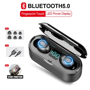 TWS F9-8 Bluetooth Austiņas 5.0 Bezvadu Austiņas 9D Hifi Stereo Sporta Ūdensizturīgs Bezvadu Austiņas Ar Mikrofonu Austiņas