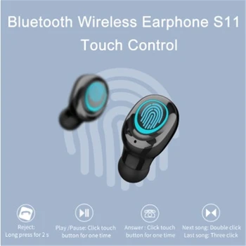 TWS Touch IPX5 3500mAh Mini Bluetooth bezvadu V5.0 Austiņu Sporta Austiņas HD Mic Earbuds Atbalsta Qi Bezvadu lādēšana