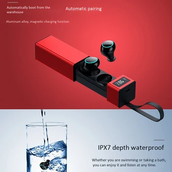 TWS bezvadu austiņas Bluetooth IP68 ūdensnecaurlaidīga peldēšana taisnība bezvadu earbuds ar Lādētāju Lodziņā Iebūvēts bluetooth