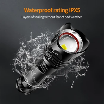 Taktiskais lukturītis XHP100 USB LED lukturīti zoomable teleskopiskie uzlādējams pārnēsājams gaismas ūdensizturīgs super jaudīgu lukturi