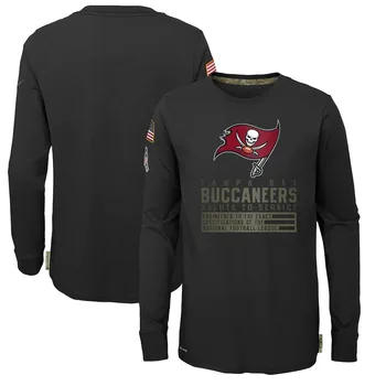 Tampa Bay Jaunatnes Black Buccaneers Salūts Pakalpojumu garām Piedurknēm T-Krekls S-3XL