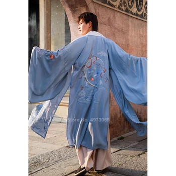 Tang Dynasty Seno Ķīniešu Tērpu Hanfu Kleita Tradicionālā Ķīniešu Apģērbi Vīriešiem Han Dynasty garajos svārkos Tautas Deju Posmā