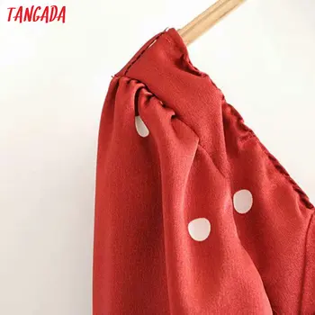 Tangada modes sievietes punkti drukas sarkana kleita tauriņu pusi Piedurknēm Dāmas kroku ruffles mini kleita puse 3D11