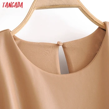 Tangada sieviešu haki mākslīgās ādas puse kleita bez piedurknēm 2020 rudens ziemas mātītes tuic mini kleitas vestidos QN33