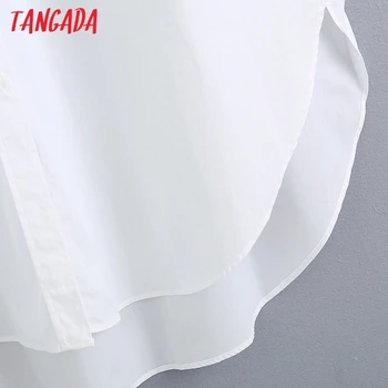 Tangada sieviešu lielgabarīta balts ilgi, krekli ar garām piedurknēm, cieta sieviete zaudēt ikdienas blūze topi 6Z80