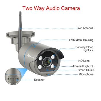 Techage 8CH 1080P Bezvadu VRR Kameras Komplektu, CCTV Drošības Sistēmas, Āra Wifi IP Kamera 2MP, Audio Skaņu P2P Video Novērošanas Komplekts