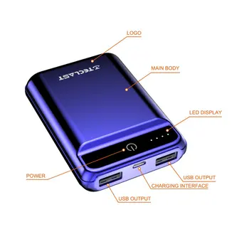 Teclast A10 Mini 10000 mAh Jauda Banka Dual Izejas USB Ārējais Akumulatora Lādētājs Mobilo Telefonu Iphone 8 X Ātrās Uzlādes