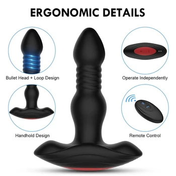 Teleskopiskie Anālais Vibrators Thrusting Dildo, Vibratori Bezvadu Tālvadības Vīriešu Prostatas Massager Butt Plug Tūpļa SexToys Vīriešiem