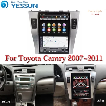 Tesla ekrāna Camry XV40 2007~2011. gada Auto Android Multimediju Atskaņotāju 10.4 collu Auto Radio stereo Audio GPS Navigācija