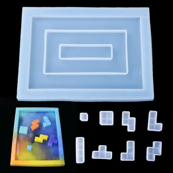 Tetris Pelējuma Epoksīda Liešanas Silikona Veidne Tetris Cube Paplāte Sveķu Veidnes Radošo Puzzle Padarot Handcraft Rotaslietas Pieņemšanas Piedāvājums