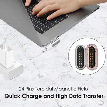 Thunderbolt 3.0 Magnētiskie Adapteri,100W Uzlādes 40Gbps Datu Pārraides,5K60, Saderīgs ar USB-C 3.1 Gen2 par MacBook Pro Air