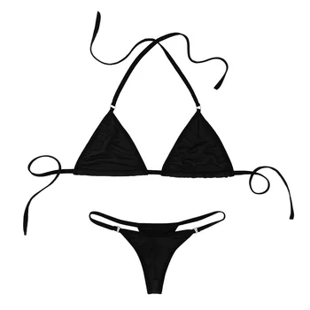 TiaoBug Sievietes Sexy Apakšveļa Komplekts Pavada Mini Mikro Bikini Krūšturis Topi ar G Stīgas Sandales Tanga Biksītes Apakšveļu, Peldkostīmu Beachwear
