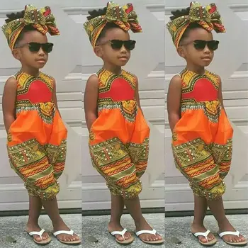 Tikko 2020. gadam, Modes Infant Baby Meitenes Bērniem Āfrikas Jumpsuit Cute Drēbes Toddler Playsuit Apģērbs Komplekti, Izmērs 6M-ź5 y