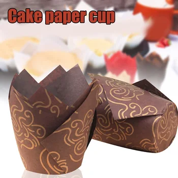 Tikko 50gab Tulip Cepamā Papīra Tases Cupcake Muffin Starplikām Ietinēji Cepšanas Mafins Tases Ārstēt Kausa Kāzu