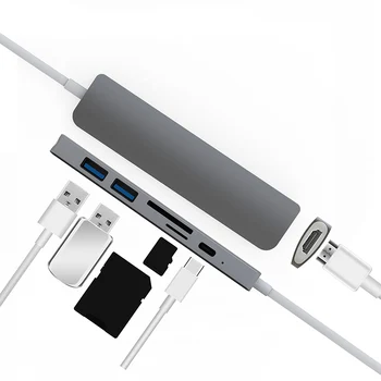 Tipa-C Rumbas Uz HDMI Adapteri 4K Thunderbolt 3 USB C Mezgls Mezgls 3.0 TF SD Lasītājs Slots PD par MacBook Pro/Air 2018/2019