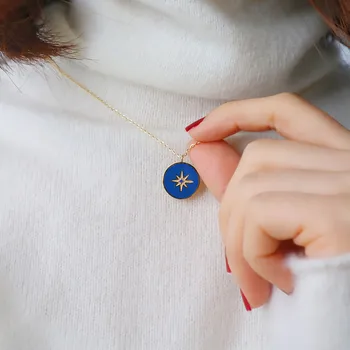 Titāna, Ar 18K Zelta Blue Star Kaklarota Dizaineris T Parādīt Skrejceļa Kleita Reti INS Japāna Korejas Modes Boho Modernā Hip Hop Augšu