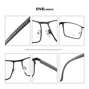 Titāna Sakausējuma vīriešu acu brilles rāmis vīriešu rāmji, brilles Optiskās Tuvredzība Recepšu brilles Metāla Pilnu Briļļu Bezskrūvju