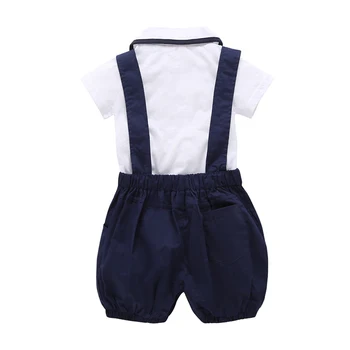 Toddler Bērniem Zēns Kungu Apģērbu Komplekts Bērnu Zīdaiņu Zēns Baltu Kaklasaiti Topi+Bikses (dungriņi) 2gab Bērniem Zēnu Drēbes Uzvalku 0-24M