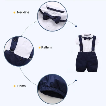 Toddler Bērniem Zēns Kungu Apģērbu Komplekts Bērnu Zīdaiņu Zēns Baltu Kaklasaiti Topi+Bikses (dungriņi) 2gab Bērniem Zēnu Drēbes Uzvalku 0-24M