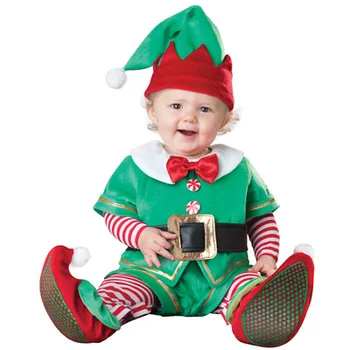 Toddler Ziemassvētku Cosplay Santa Claus Kostīmi jaungada Elf Briedis Puse Zēnu un Meiteņu Sniegums Apģērbu ar Cepuri Bērnu Apģērbu Komplekts