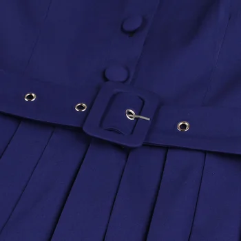 Tonval Vintage Stila tauriņu Kakla Pogu uz Augšu Elegants Midi Kroku Kleita 2020. Gadam Sieviešu Vasaras Siksnas Pinup 50S Cietā Kleitas