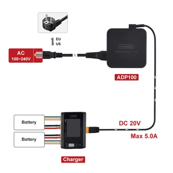 ToolkitRC M6D 15Ax2 500W DC Dual-channel Mini Lādētājs Discharger Ar ToolkitRC AC Strāvas Adapteris 100W