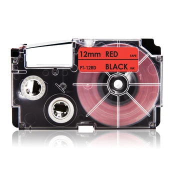 Topcolor 3PK Black Red 12mm*8m XR-12RD Marķējuma Lentes Saderīgu Casio etiķešu Printeri XR12RD par Casio KL-7400 KL8100 7200 8200