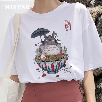 Totoro t krekls sievietēm Iespiesti cute karikatūra t-krekls top vasaras kawaii Grafikas 90s baltie topi, t krekli ar īsām piedurknēm, sieviešu apģērbs