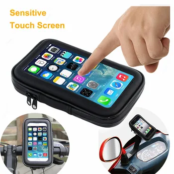 Touch Screen Velosipēdu, Motociklu Tālruņa Turētājs Stūres Tālrunis Stāvēt iPhone 11 Pro Max Mobilo Stāvēt GPS Ūdensizturīgs Somas 6.5