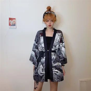 Tradicionālā Tautas Kimono Japāņu Modes Stila Streetwear Vasaras Pludmales Kimono Vīrieši Sievietes Sauļošanās Jaciņa Harajuku Kimono