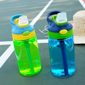 Transhome Bērnu Ūdens Pudele Ar Salmiņu 500ml Plastmasas Ūdens Pudeles Bērniem Pudeles BPA Bezmaksas Sporta Pudele Skolas Drinkware